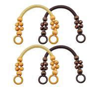 4 Pièces Poignées Sac à Main, Poignées Sac en Bois Perlé, Sangles Sac à Main en Corde Nylon, Poignée Rechange pour Sac à Main (46cm, Brun Clair, Brun Foncé)