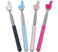 4 Pièces Pointeurs Télescopiques à Main en Forme de Doigt, Acier Inoxydable Bâton de Pointage Rétractable Coloré pour Enseignants, Présentation, Lecture Enfant, pour Tableau Blanc, École, Conférence