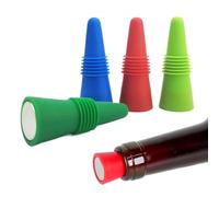 4 Pièces Pompe à Vin Set de Bouchons, Bouchons de bouteille de vin en silicone, Multicolore, Bouchon Vide Air pour Bouteilles de Vin, Garde le Vin Frais