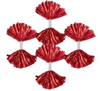 4 Pièces Pompons de Cheerleading Rouges en PET | Accessoire Réutilisable, Couleurs Intenses, pour Célébrations et Soutien du Public, Format Compact Portable