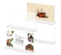 DHSWNNG 4 Pièces Porte Affiche, Présentoir A6 en Acrylique avec Base Amovible Porte Cartes de Menu Double Face pour Bureau et Boutique (15 X 10 cm)