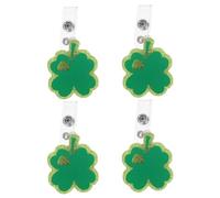 4 Pièces Porte-badge Clover en Acrylique et Métal, Clip Bureau | Décoratif Festif Vert, Lecture Rapide, pour Hôpital et Bureau, Étudiants et Médecins