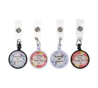 4 Pièces Porte-badge Fleur Lettres ABS à Clip Détachable | Style Créatif et Élégant, Usage sans Mains, Compatible Cartes Bus et Clés, pour Rondes Médicales Couleur Aléatoire