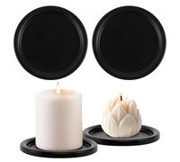 4 Pièces Porte Bougie Métal Noir Support Bougie Chandelier Bougeoir Noir Plateau Bougie Ronde Porte Bougie Pilier 10 CM pour Bougie Pilier Baptême Décoration Mariage Able de Noël Maison Table Fête