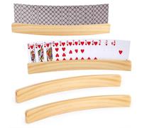 4 Pièces Porte-Cartes à Jouer en Bois, 33cm Porte Cartes à Jouer au Design Incurvé, Porte Carte Enfant, Mains Libres Porte Cartes à Jouer pour Enfants, Personnes âgées, Patients souffrant d'arthrite