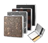 4 Pièces Porte Cigarette Homme, Boite Cigarette, Étui à Cigarettes, Porte Cigarettes Boîte Mince en Métal Acier Inoxydable pour Tabac, Cigarette, Ultra-Mince, Plusieurs Styles