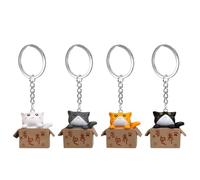 4 Pièces Porte-Clés Chat Dessin Animé Mignon - Pendentif Créatif, Accessoires de Bijoux pour Sac - Cadeaux