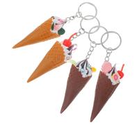 4 Pièces Porte-clés Cône Glace Pvc Léger, Pendentif Décoratif