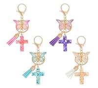 4 Pièces Porte-Clés Croisés, Porte-Clés À Pompon À Nœud, Porte-Clés pour Femmes, Porte-Clés Mignons, Porte-Clés Mignons