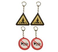 4 Pièces Porte-clés Pendentif Panneau Routier Interdit