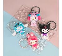 4 pièces Porte-clés Sanrio Hello chat Kawaii Kuromi dessin animé My Melody Porte-clés de voiture Cinnamoroll Pendentif de sac à dos Porte-clés Cadeaux Décoration de sac à dos Accessoires de voiture po