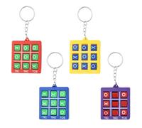 4 Pièces Porte-Clés Tic Tac Toe, Mini Porte-Clés avec Tic Tac Toe, Cadeau d'Anniversaire Éducatif, pour Les 5 Ans et Plus