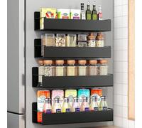 4 pièces Porte-épices magnétique - Grande capacité, sans perçage, monté au mur, assistant de rangement de cuisine - Matériau plastique, peut ranger des boissons et divers, convient pour le placard, le