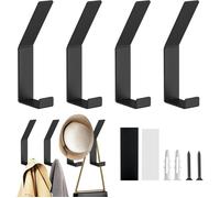 4 Pièces Porte Manteau Mural Noir,Crochet Manteau Mural Durable,Vis Invisibles Patère Murale,Moderne Crochet Porte Manteau Pour