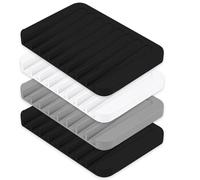 4 Pièces Porte Savon 11.5 * 8cm Porte Savon Douche Silicone Noir Cuisine Support Solide pour Lavabo Plateau Absorbant Evier Silicone