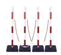 [ 4 Pièces ] Poteau Délimiteur de Trafic 40''/100cm, Poteau de Barrière avec Chaîne Liée de 20FT/600cm et Base Remplissable de Sable/Eau pour Stationnement, Construction de Routes