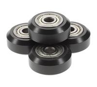 4 Pièces Poulie Ronde Passive, Roue Métallique Noire | Roulements 625zz de Précision, du Bruit, Guidage Linéaire, Pièces de Rechange pour Bâtisseurs