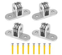 4 Pièces Poulies de Levage Mouflage pour Cable, 60mm Section Verticale Poulie Simple, Roulette Rail Portail Coulissan Acier Inox, Bloc de Poulie avec 8 Vis, pour Corde à Linge, Cordes