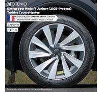 4 pièces pour Tesla Model Y Juniper 2025-2026, enjoliveurs de roue 19 pouces, couvre-roues de remplacement, enjoliveurs de moyeu de roue, accessoires de couverture de jante complète Turbine Matte Blac