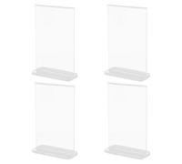 4 Pièces Présentoir Double Face T A6 en Acrylique Transparent | Base Antidérapante, Insertion Latérale Rapide, Usage Bureau ou Table, pour Cartes, Menus et Documents