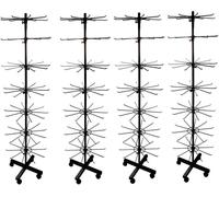 4 pièces - Présentoir rotatif hauteur 155cm | Présentoir à roulettes 7 étages | Présentoir rotatif avec 70 x crochets en métal | Présentoir équipement de magasin comptoir | Aménagement de magasin Prés