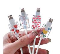 4 Pièces Protecteur de Câble Brillant pour iPhone USB Type-C, Protege Câble Saver avec Design de Cœurs Délicate pour Filles Femmes, Ligne de Données Protège-fil de Écouteur Accessoires pour iPhone