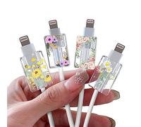 4 Pièces Protecteur de Câble Brillant pour iPhone USB Type-c, Protege Câble Saver avec Design de Fleurs Délicate pour Filles Femmes, Ligne de Données Protège-fil de Écouteur Accessoires pour iPhone