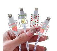 4 Pièces Protecteur de Câble de Chargement avec Cartoon Fruits, Protecteur de Câble Mignon pour le Chargeur Type-c de l'iPhone, Protecteur de Câble Léger