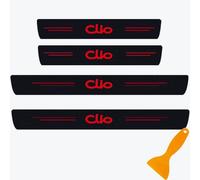 4 Pièces Protecteur De Seuil De Porte De Voiture en Fibre De Carbone pour Renault Clio 2 3 4 5 Sport RS Line Bandes De Pédale Anti-Rayures Plaques De Protection Accessoires (Rouge)