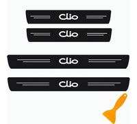 4 Pièces Protecteur De Seuil De Porte De Voiture en Fibre De Carbone pour Renault Clio 2 3 4 5 Sport RS Line 2021-1998 Bandes De Pédale Anti-Rayures Plaques De Protection Accessoires (Blanc)