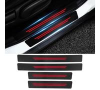 4 Pièces Protection Seuil Porte Voiture pour Ford B-Max GT KA Flex FREESTAR C-Max Figo, Fibre de Carbone Plaques Plinthes Anti-Rayures Pédale de Bienvenue Accessoires, B/Red
