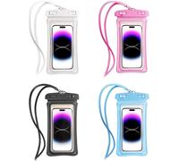 4 Pièces Protection Telephone Eau, Ipx8 Pochette Etanche Telephone, Airbag Pochette Waterproof Téléphone, Avec Des Clips Et Longes Étanches, Adaptés Aux Téléphones Mobiles Jusqu'à 7.2 Pouces