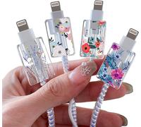 4 Pièces Protege Usb Type-C Câbles Accessoires Pour Iphone, Diy Protecteur De Câble Avec Motif De Animé Mignon Pour Femmes Hommes, Protecteurs Pour Raccords De Câbles Attaque De Câble Chargeur