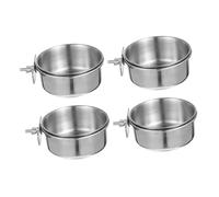4 Pièces Quatuor Tasses Alimentaires Inoxydable pour Oiseaux de Mangeoires Suspendues pour Perroquets Petits Oiseaux pour Cage