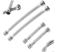 4 Pièces Raccords de Tuyau Flexible, Tuyaux Flexibles 3/8", Rallonge de Tuyau Flexible, Pour Robinet Salle De Bain WC(20 cm/10 cm)
