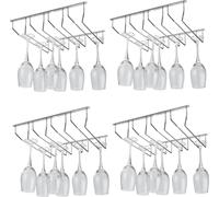4 pièces Rail pour verres | Etagère pour verres 34,5x37,5x44,3cm montage mural | 4 rangées de rails pour bar | Support pour flûtes à champagne | Support pour verres à vin montage au plafond | Support
