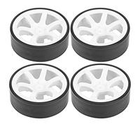 4 Pièces RC 6 Rayons Jantes en Plastique avec Pneus en Caoutchouc, Accessoires de Voiture RC Pratiques et Durables Adaptés pour 1/10 1/14 1/12, 1/14, 1/16 RC Drift Car OnRoad Drifting Car,(Blanc)
