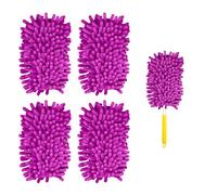 4 Pièces Recharge pour Swiffer, Microfibre Plumeau en Microfibre 360 Refills de Duster Dusters Lourds Hands pour le Nettoyage Compatible avec Swiffer (Violet)