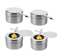 Lot de 4 récipients à pâte combustible, en acier inoxydable, avec couvercle, chauffe-plats, pâte combustible pour récipient de maintien au chaud, accessoires de buffet, fondue, camping