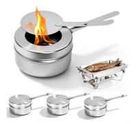 4 Pièces Récipients à Pate Combustible Fondue,Bruleur Fondue avec Couvercle,Brûleur pour Chafing Dish et Buffet,Acier Inoxydable pour Rechaud Alcool,Convient pour Hotpot,Drypot,Poisson Grillé