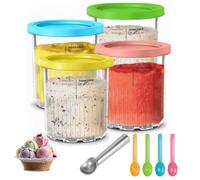 4 Pièces Récipients Crème Glacée Rechange avec 4 Couvercles & Cuillère, Bacs Machine Glace Réutilisables, Seau Alternatives Sorbetières Sans BPA, Accessoires Pintes Glaces pour NC501/NC500 Series