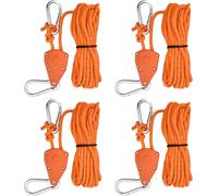 4 Pieces Reflective Tent Rope, 5 M Lightweight Camping Rope, 4 Mm Pulley Ratchet Hook, Tent Guy Rope With Aluminium Tensioner, Paracord Rope Our Awning Tarpaulin (Orange)