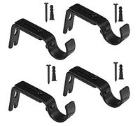 4 Pièces Réglable Draperie Supports de Tringle à Rideau avec Vis, Support Mural Crochet pour Barre à Rideaux, Support de Rail de Rideau en Métal pour Maison Chambre Bureau Poteau de Rideau (Noir)