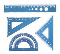 4 Pièces règles en métal avec équerre en alliage d'aluminium,Petit architecte Pour élèves, enseignants, ingénieurs,Ensemble de règle d'échelle d'architectes en métal,outils de géométrie mathématiques
