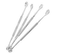 4 Pièces Repousse-cuticules D'ongles Double Embout | Deux Pointes Précises, Retire Peau Morte, Usage Maison et Salon, Format Compact, Finition Argenté