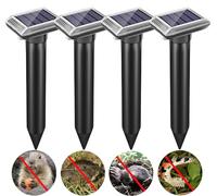 4 pièces Repousse-Taupes Solaire à ultrasons, Kit Anti-Taupes, Combinaison de Vibrations solaires et d'ultrasons Anti-Taupes, Repousse-Taupes Solaire étanche IP66 Vélo