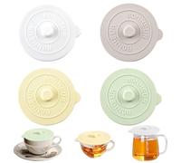 4 Pièces Réutilisables Anti-poussière pour Café, 9.5cm Couvercles Alimentaires Silicone Anti-poussière, Couvercles Universels pour Tasses à cafés, pour la Maison, L'extérieur, le Café, le Verre à Vin
