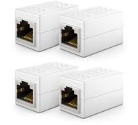 4 Pièces Rj45 Coupleur (1000 Mbit) Gigabit Câble Lan Rallonge Câble Réseau Ethernet Adaptateur Connecteur Compatible Avec Cat8, Cat7, Cat6, Cat5 Câble Patch Dsl Poe 2X Rj45 Femelle - Blanc
