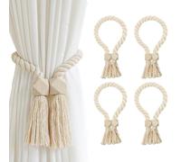 4 Pièces Romon D'embrasses de Rideaux, Embrasse pour Rideaux Magnétique, 38 cm, pour Intérieur et Extérieur, pour Bureau, Domicile, Hôtel, Beige