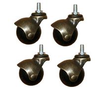 4 Pièces Roue à Bille en Bronze, Roulette Pivotante de 2 "/ 48 mm, Support de Tige Filetée M8 / M10, Roue de Remplacement de Meubles Anciens,Roue pour Remplacement de Chaise de Bureau, Roue de Canapé
